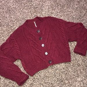 Free People Bonfire Cardi in Winter Berry